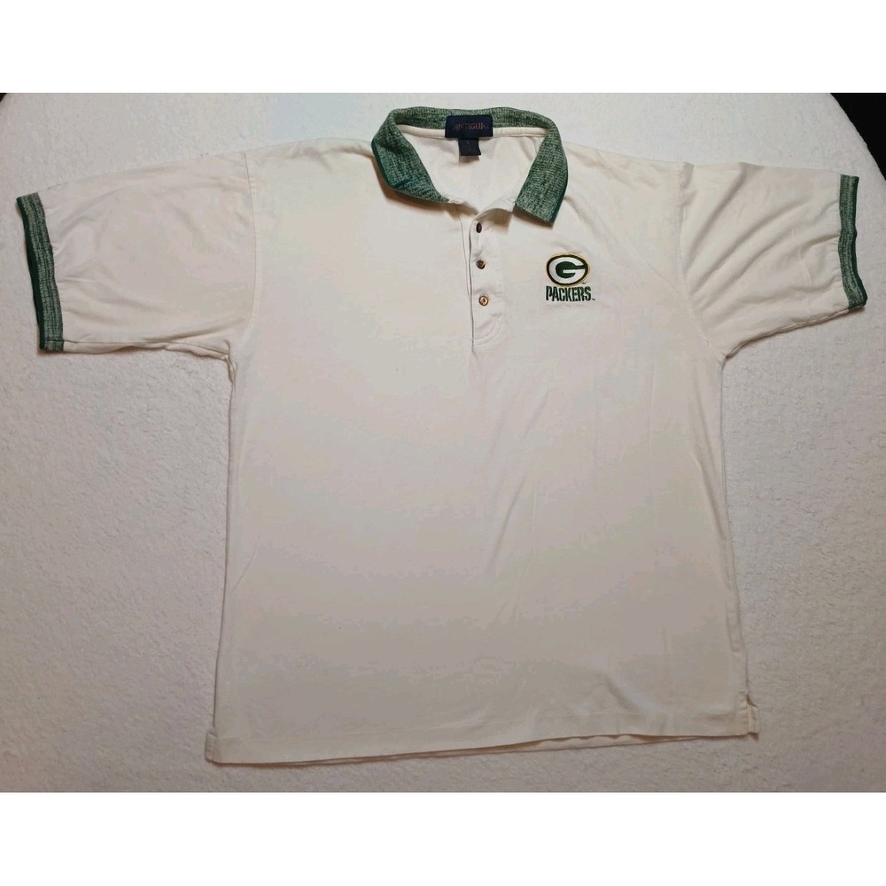 Antigua Green Bay Packers Mens Polo Size Large Short Sleeve Comfort Soft